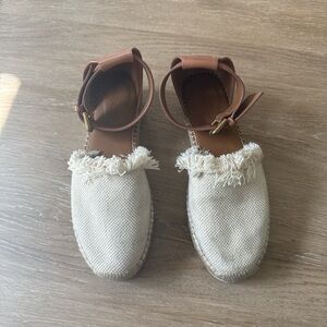 See by Chloé Cream Espadrille Flats with Ankle Strap